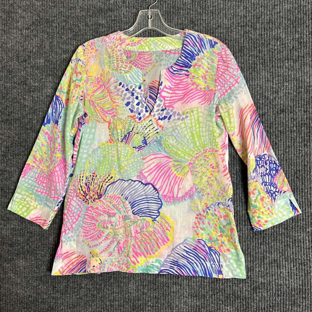 Lilly Pulitzer Womens Amelia Island Tunic Shirt Size XS Colorful Resort Cruise